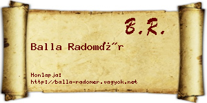 Balla Radomér névjegykártya